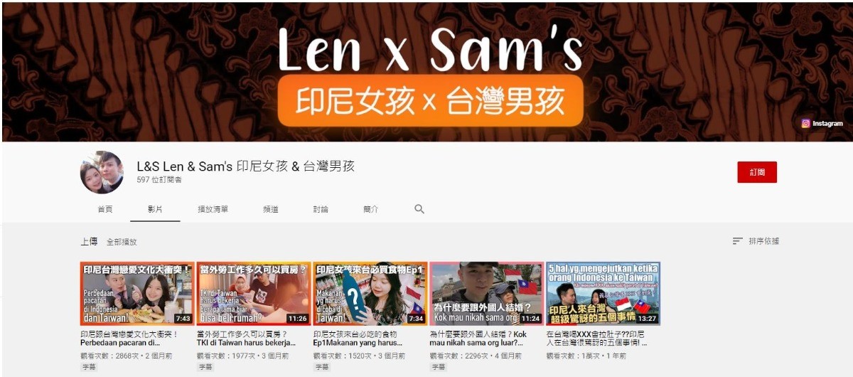 L&S-LEN-SAM-印尼YOUTUBER-網紅-YTER-亞洲-東南亞-新住民-移民-配偶-伴侶-留學生-交換-台灣